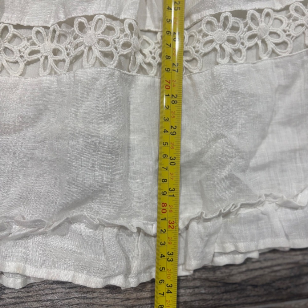 Chicos White Linen Tiered Maxi Skirt Floral Crochet Lace Ruffle Boho Sz 2 (L) - Picture 6 of 9